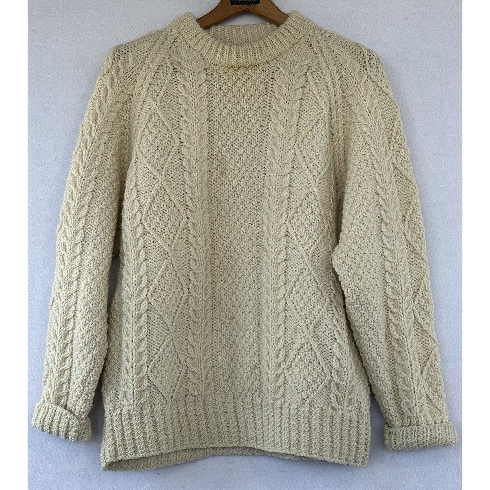 VTG GARFINCKLES Aran Wool Sweater Cream Retro Fisherman Women's M